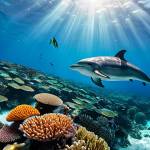 앙골라 해양 생태계 - **Prompt:** "A vibrant and pristine underwater scene off the Angolan coast, teeming with diverse mar...