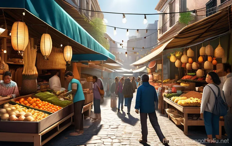 앙골라에서 사기 당하지 않는 법 - Prompt 1: Bustling City Street Market**