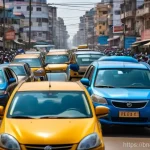 앙골라에서 자동차 운전 시 주의점 - Urban Traffic Challenge in Luanda**
A realistic, high-definition photograph from the perspective of ...