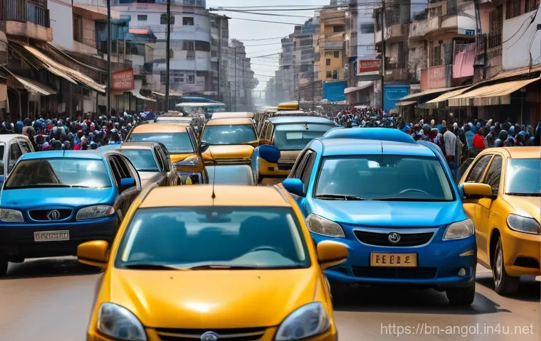 앙골라에서 자동차 운전 시 주의점 - Urban Traffic Challenge in Luanda**
A realistic, high-definition photograph from the perspective of ...