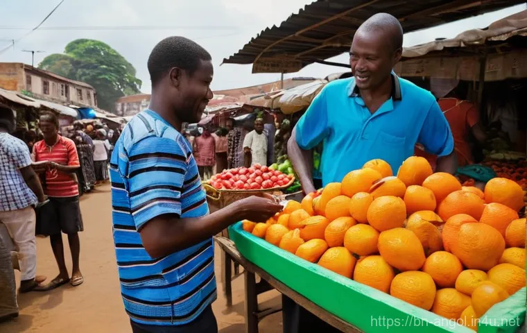 앙골라에서 신용카드 사용 가능 여부 - **Prompt:** A bustling, modern supermarket in Luanda, Angola. A female customer, dressed in stylish ...