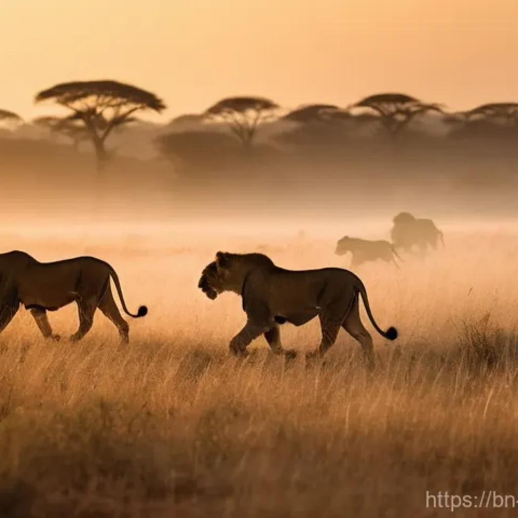 앙골라와 탄자니아 비교 여행 - **Prompt 1: Majestic Serengeti Migration at Dawn**
    A wide-angle, cinematic shot of the vast Sere...
